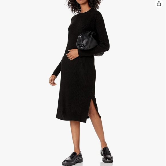NWT The Drop Women's Renata Rib Slounge Midi Dress, Black, M - Picture 3 of 4